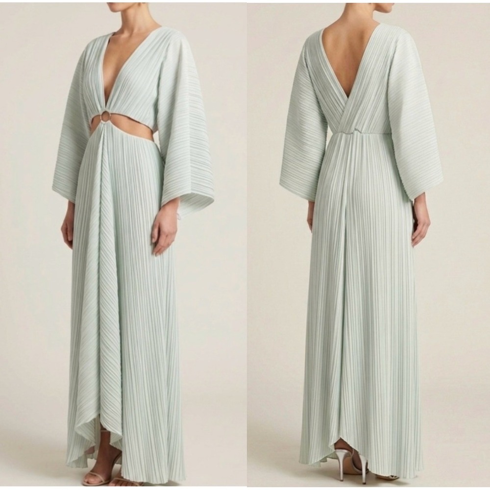 Significant Other Akila Dress size 10 Honeydew Green Cutout Maxi Gown Goddess